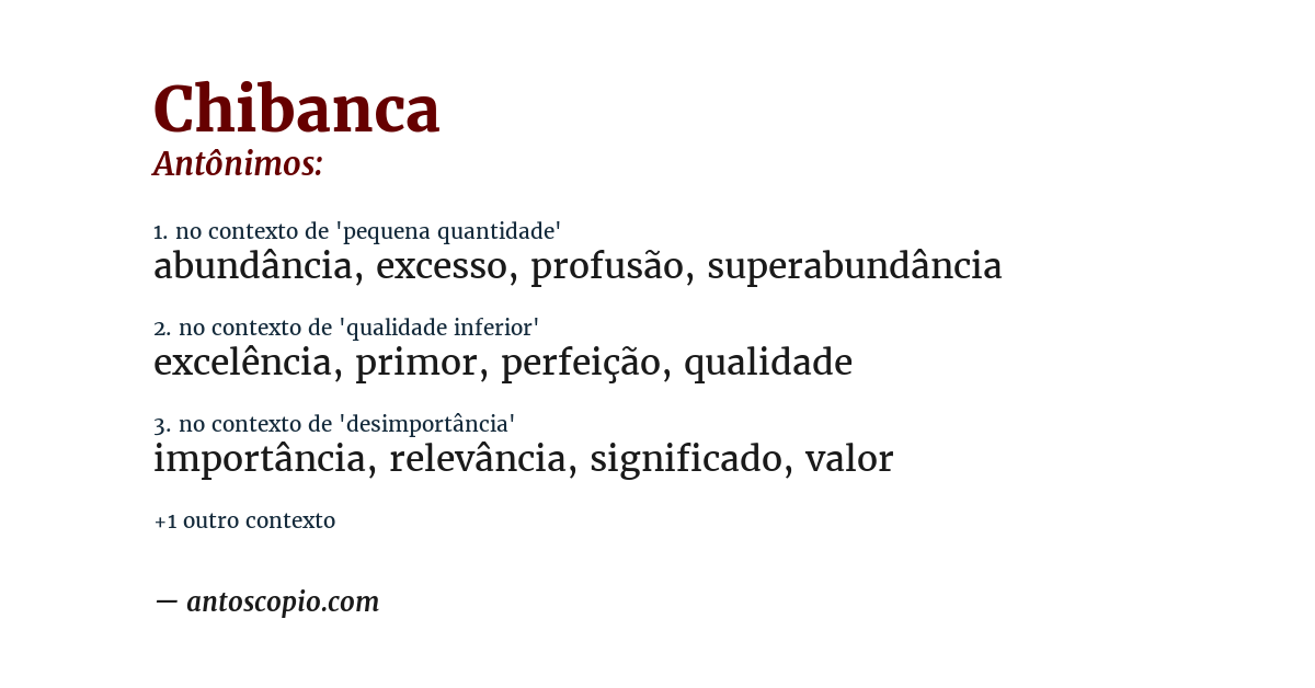 Antônimo de chibanca