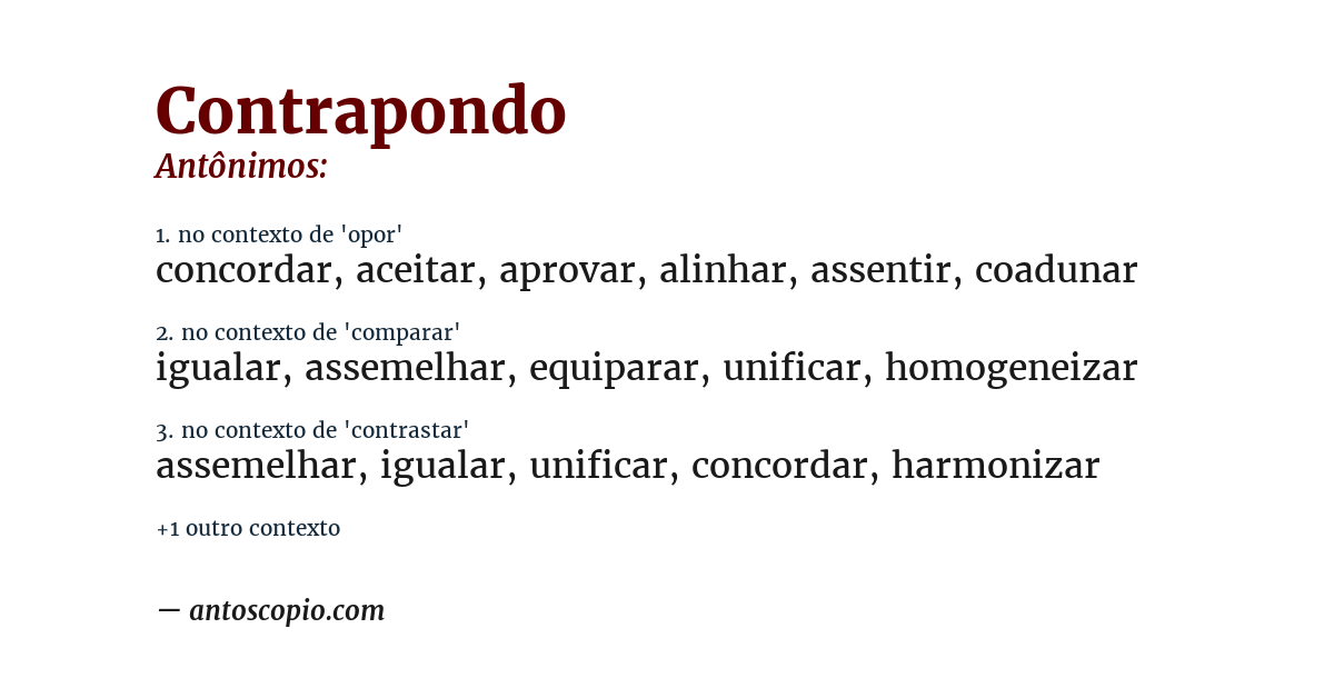 Antônimo de contrapondo