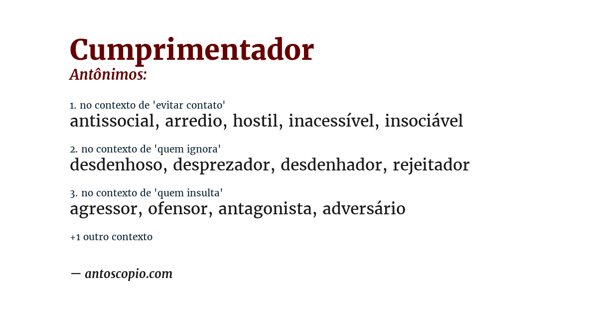 Antônimo de cumprimentador