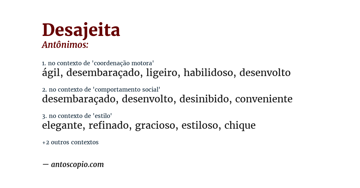 Antônimo de desajeita