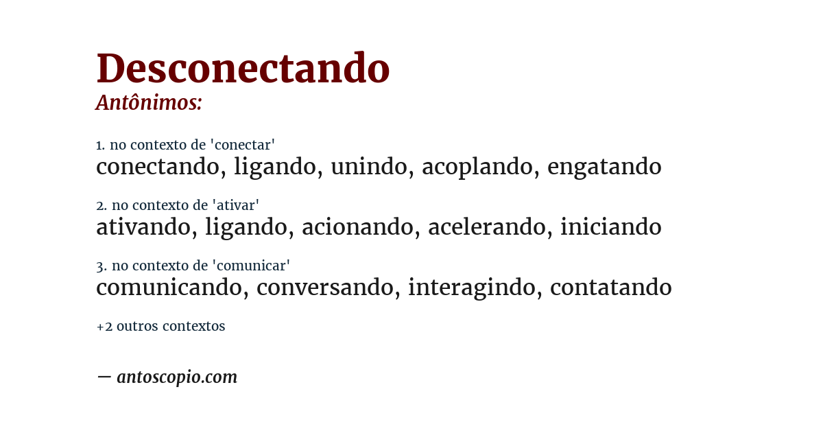 Antônimo de desconectando