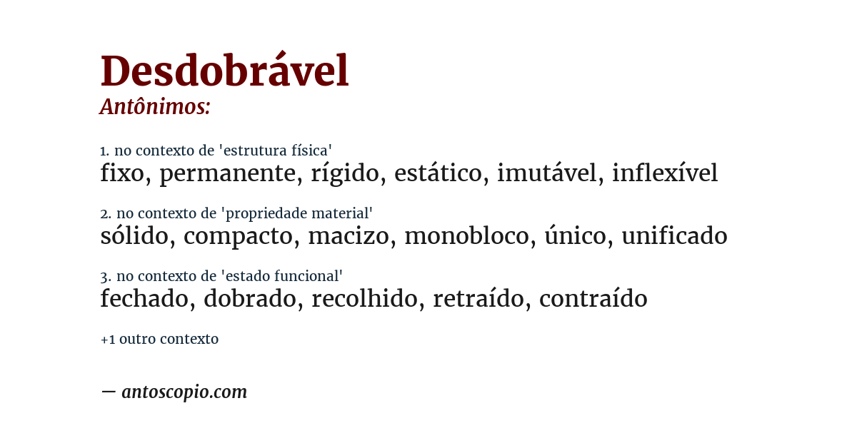 Antônimo de desdobrável