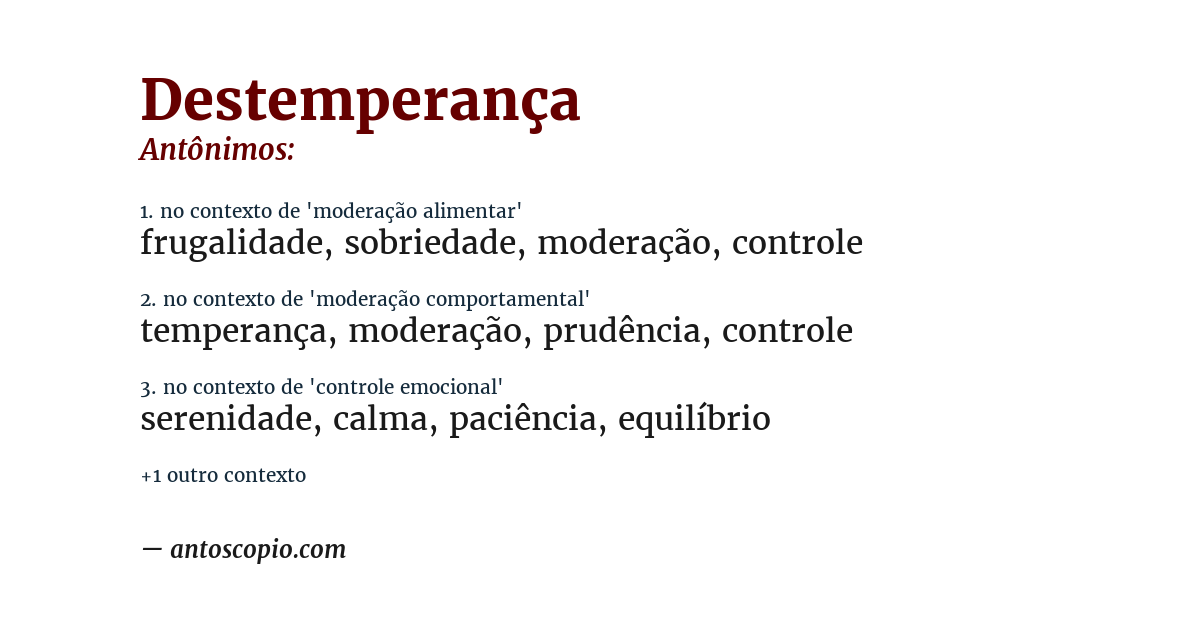 Antônimo de destemperança