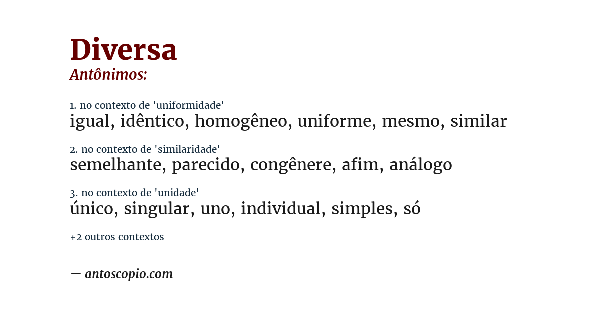 Antônimo de diversa