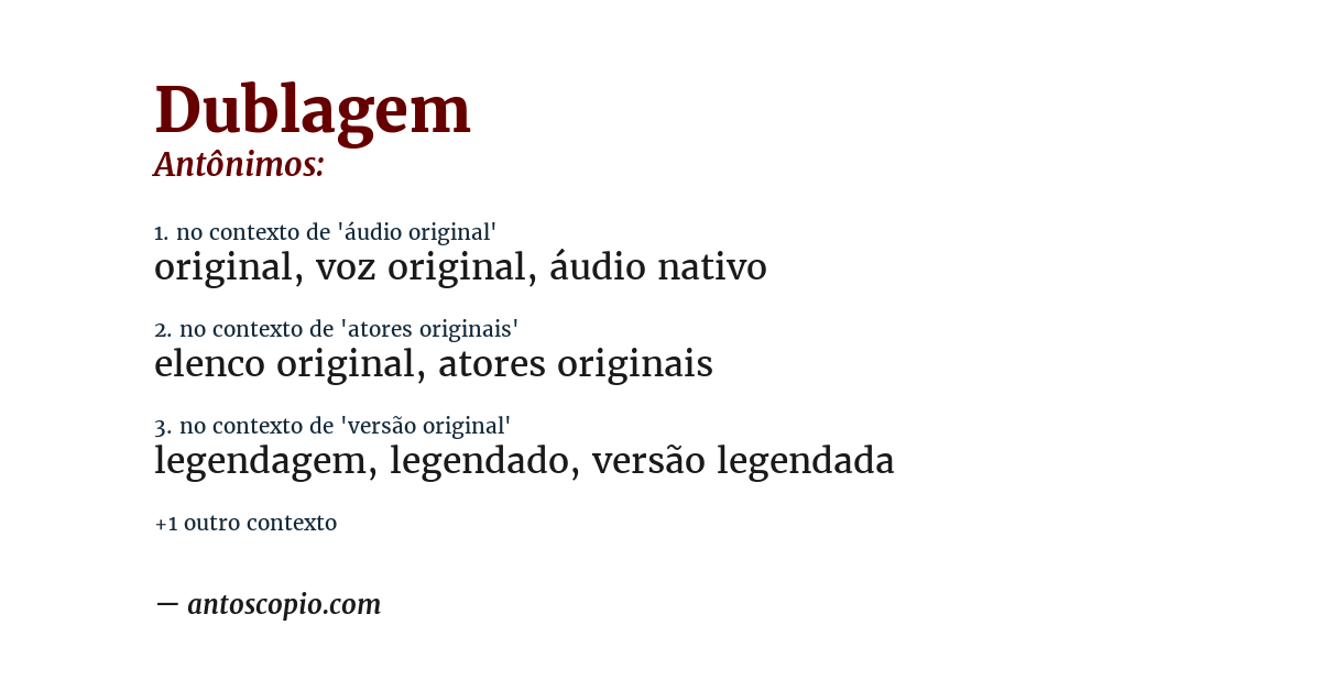 Antônimo de dublagem