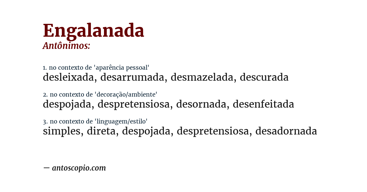 Antônimo de engalanada