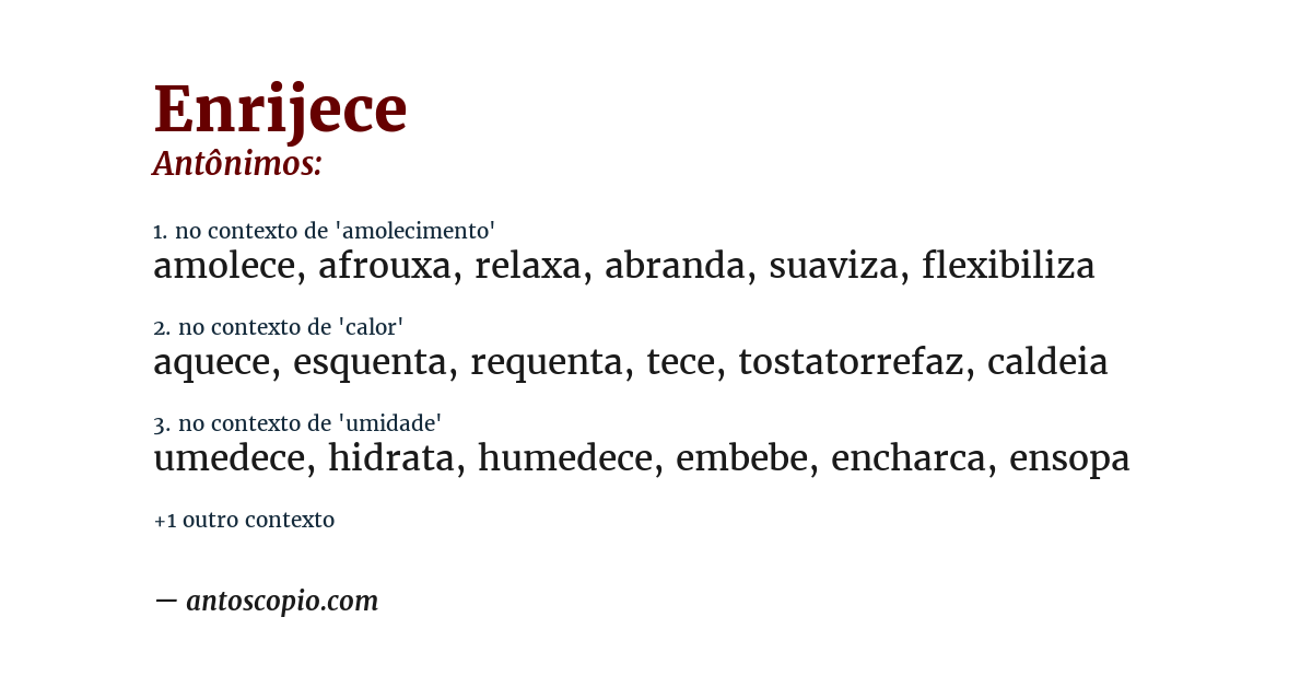 Antônimo de enrijece