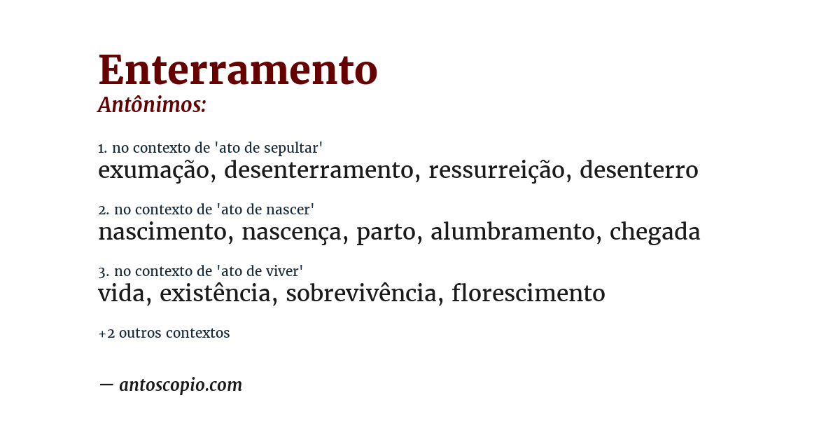 Antônimo de enterramento