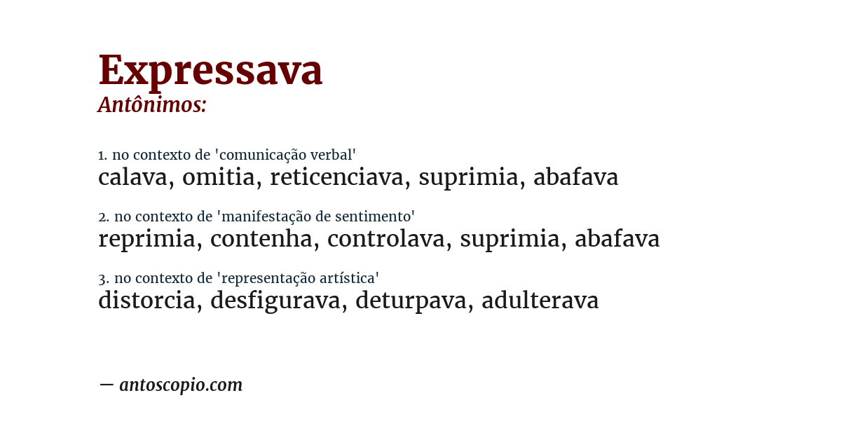 Antônimo de expressava