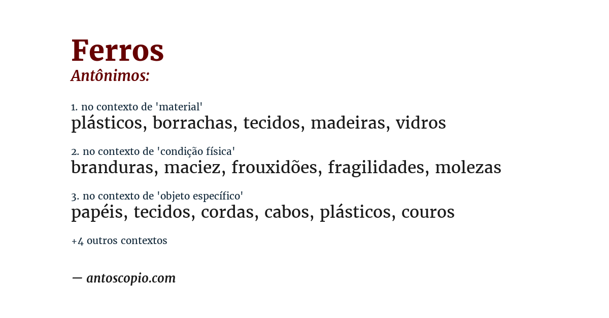 Antônimo de ferros