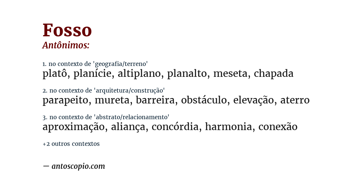 Antônimo de fosso