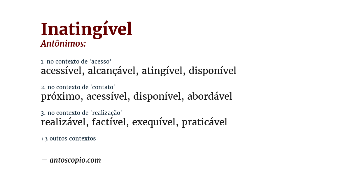 Antônimo de inatingível