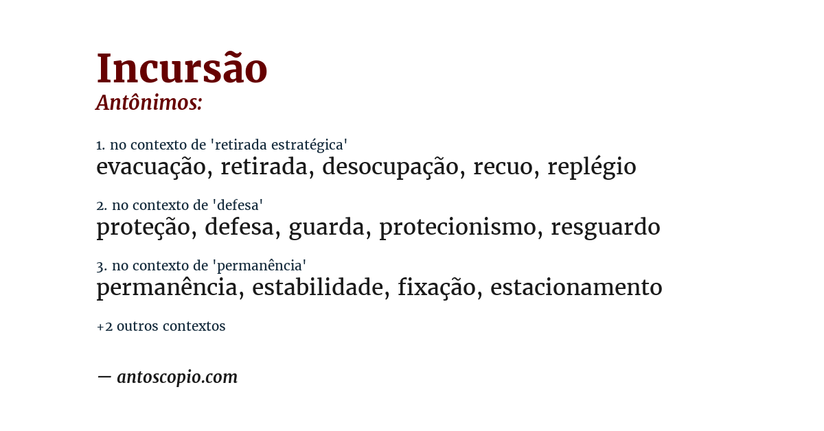 Antônimo de incursão