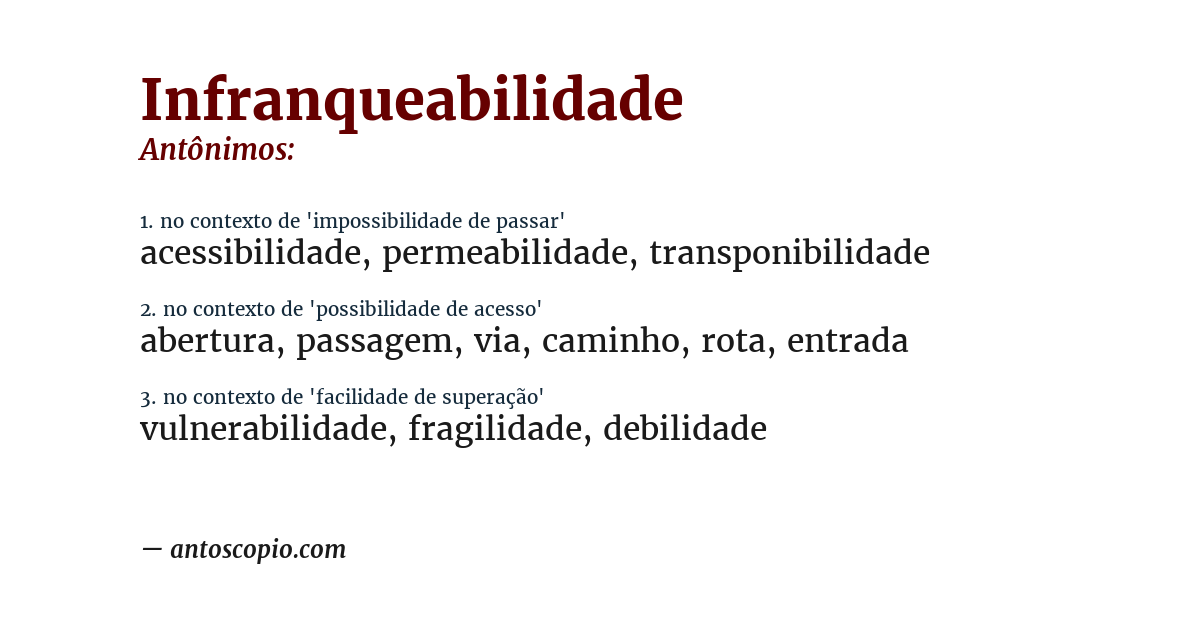 Antônimo de infranqueabilidade