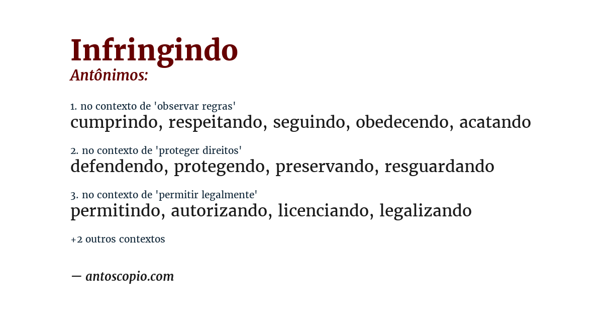 Antônimo de infringindo