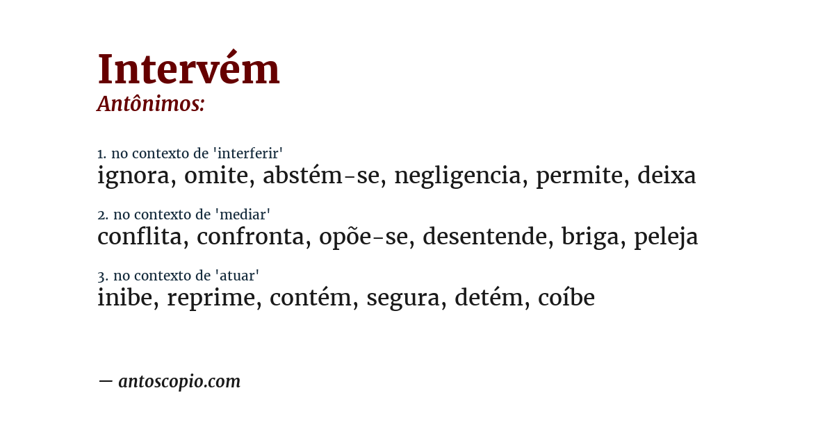 Antônimo de intervém