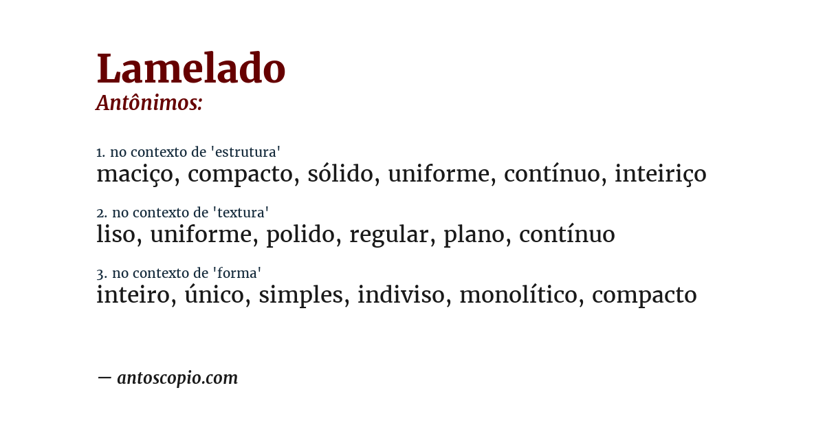 Antônimo de lamelado