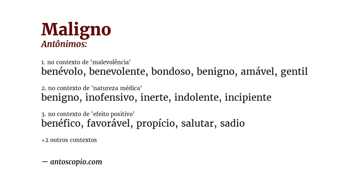 Antônimo de maligno