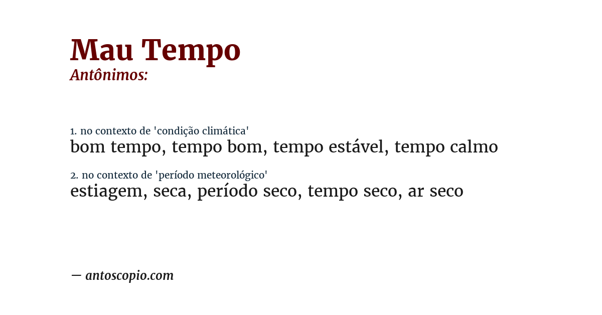 Antônimo de mau tempo