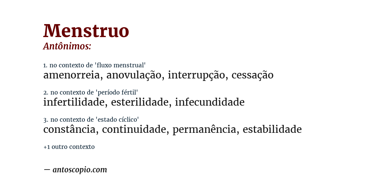 Antônimo de menstruo