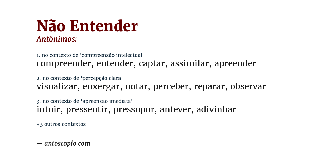 Antônimo de não entender