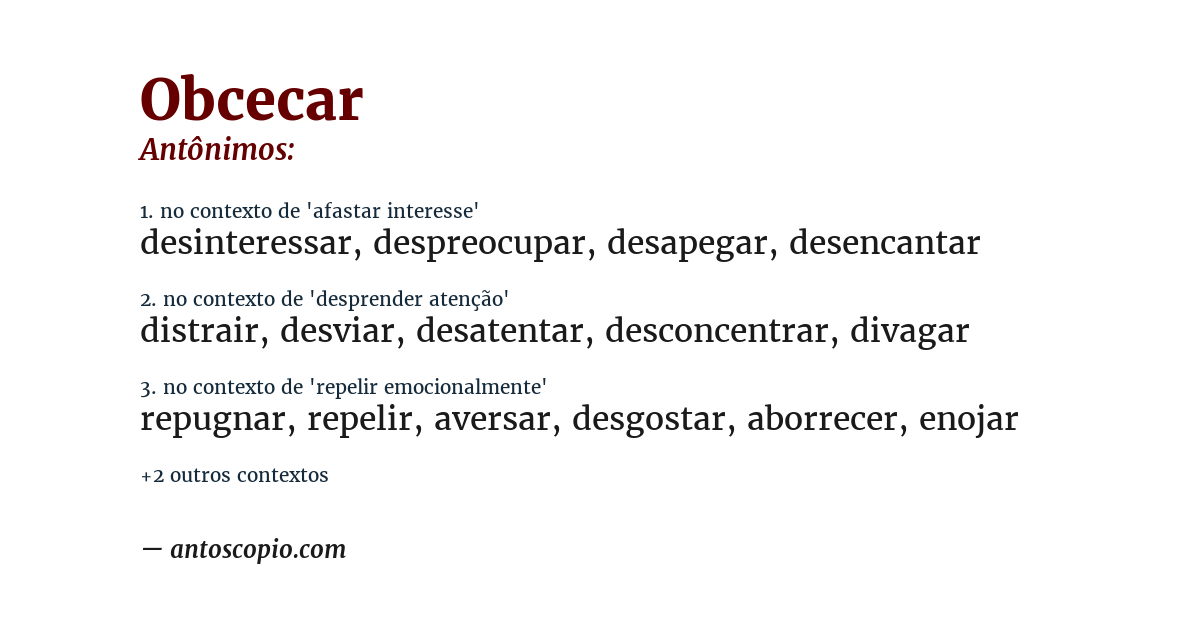 Antônimo de obcecar