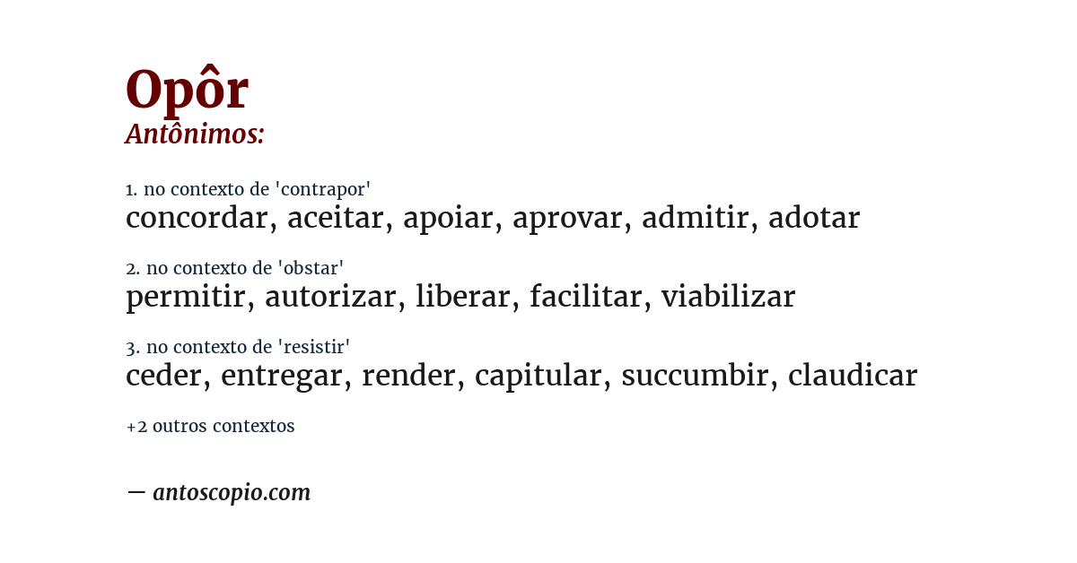 Antônimo de opôr