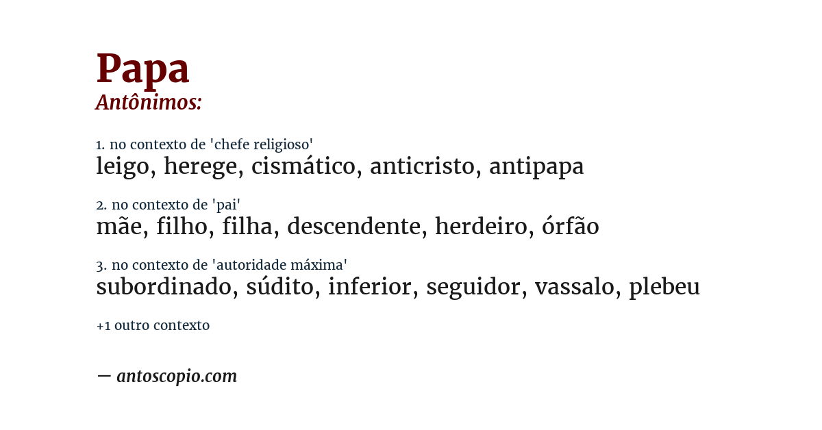Antônimo de papa