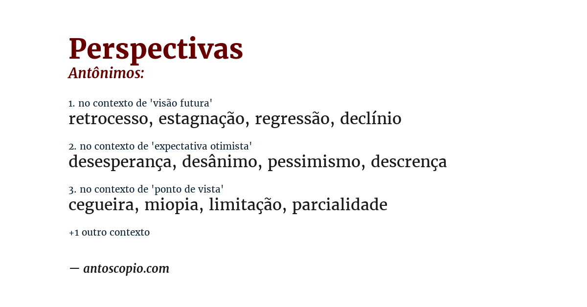 Antônimo de perspectivas