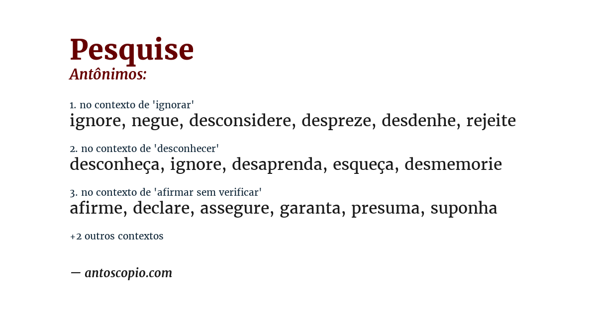 Antônimo de pesquise