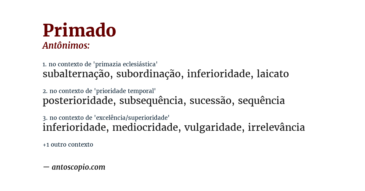 Antônimo de primado