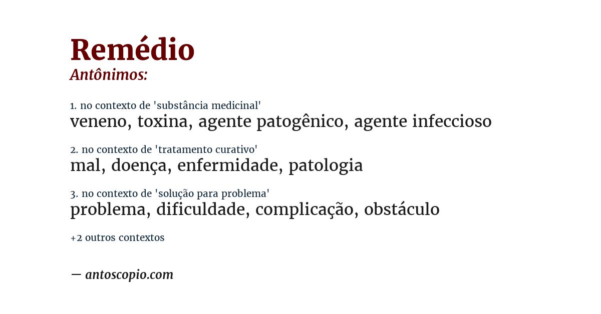Antônimo de remédio