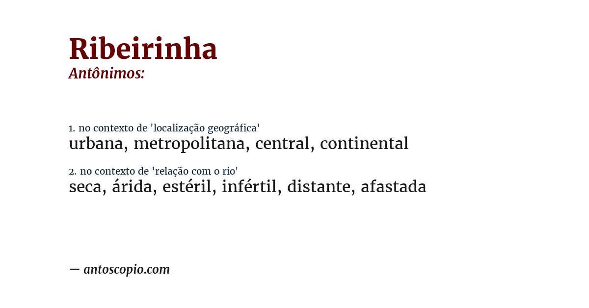 Antônimo de ribeirinha