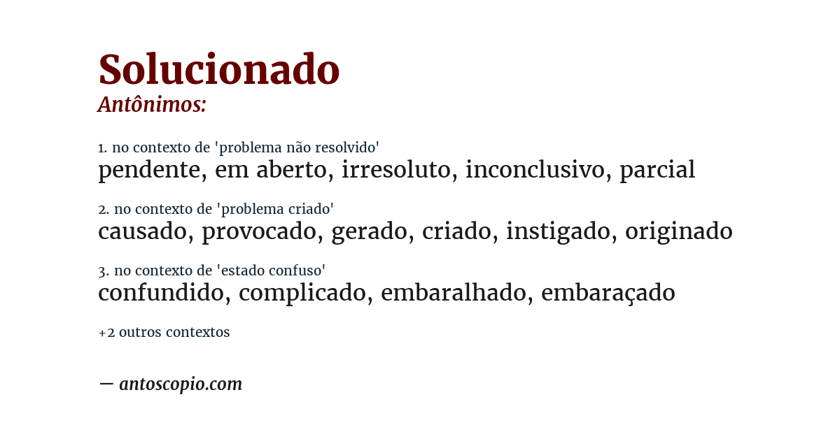 Antônimo de solucionado