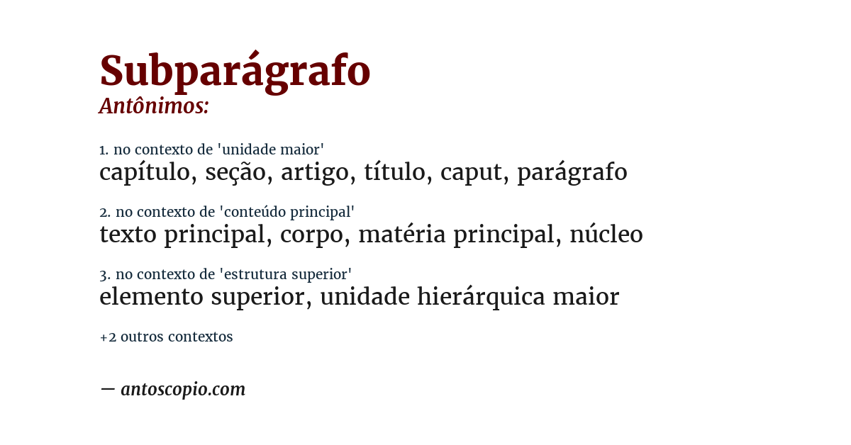 Antônimo de subparágrafo