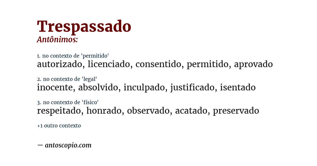Antônimo de trespassado