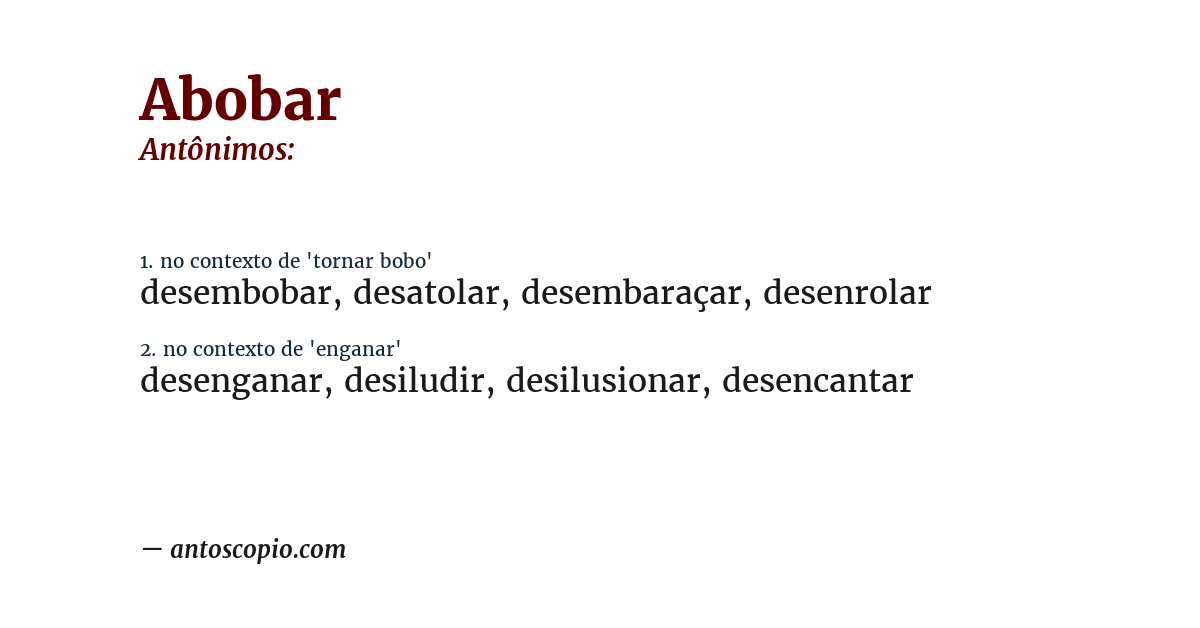 Antônimo de abobar