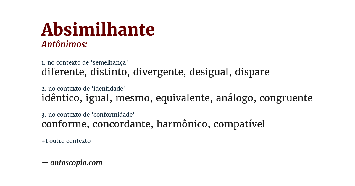 Antônimo de absimilhante