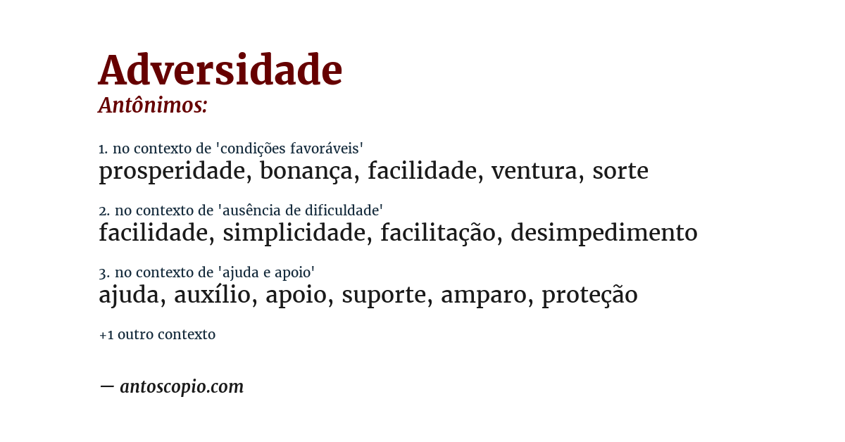 Antônimo de adversidade
