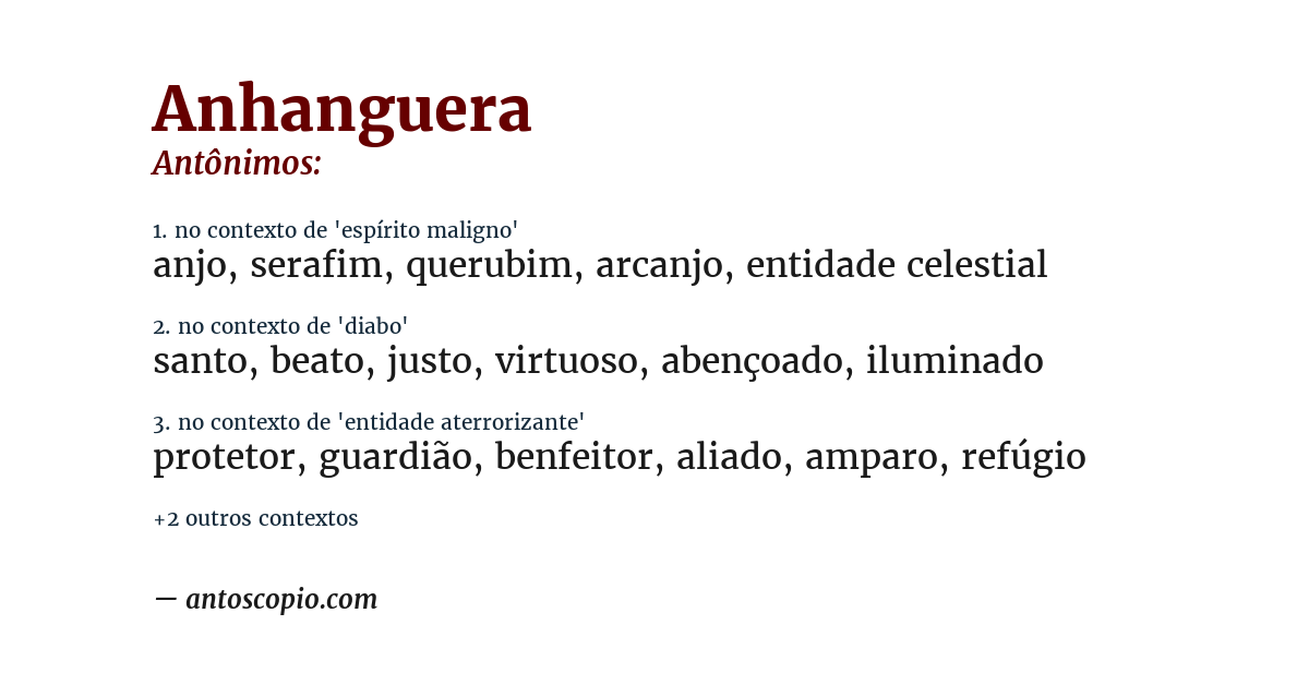 Antônimo de anhanguera