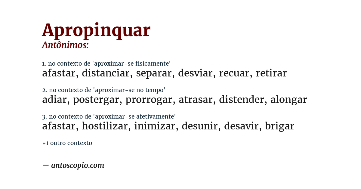 Antônimo de apropinquar