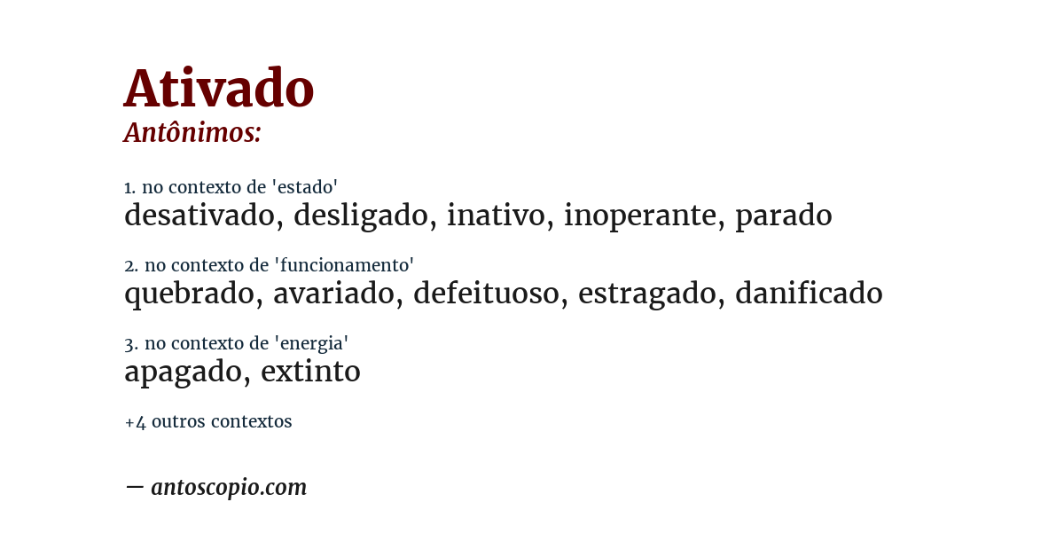 Antônimo de ativado