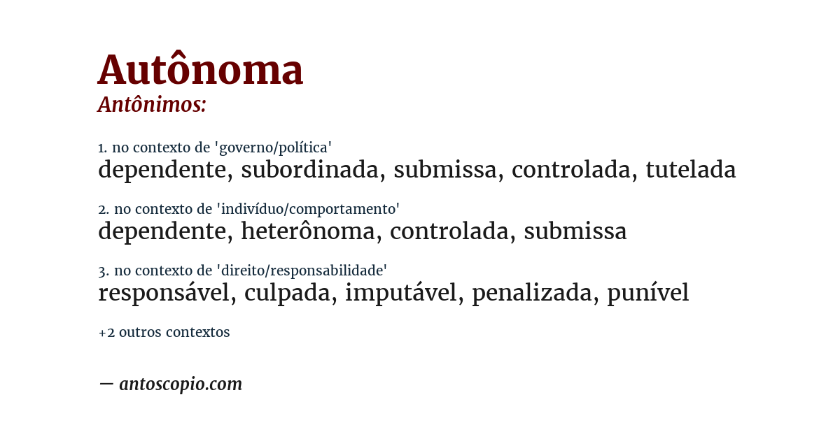 Antônimo de autônoma