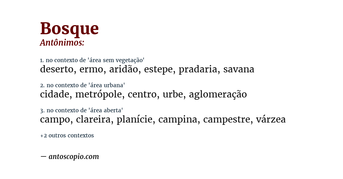 Antônimo de bosque