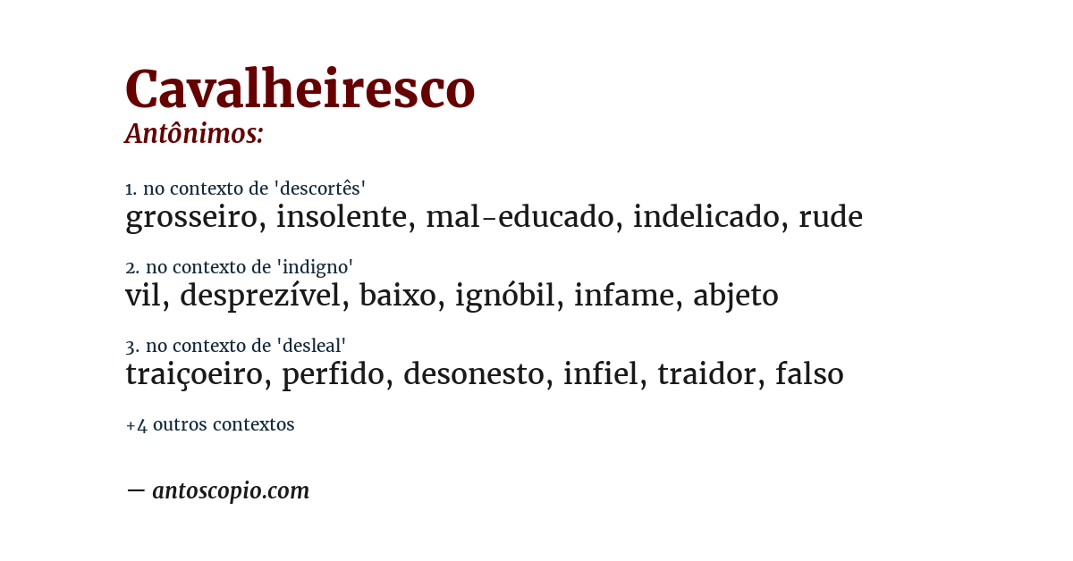 Antônimo de cavalheiresco