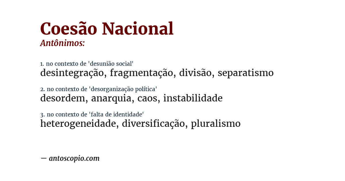 Antônimo de coesão nacional