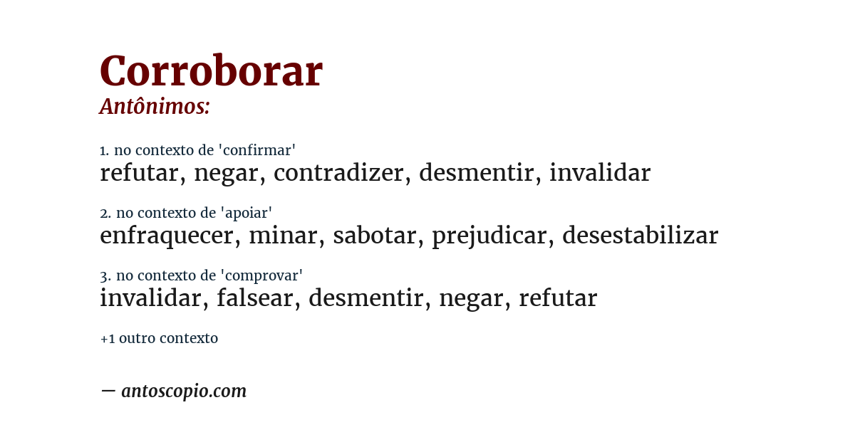 Antônimo de corroborar