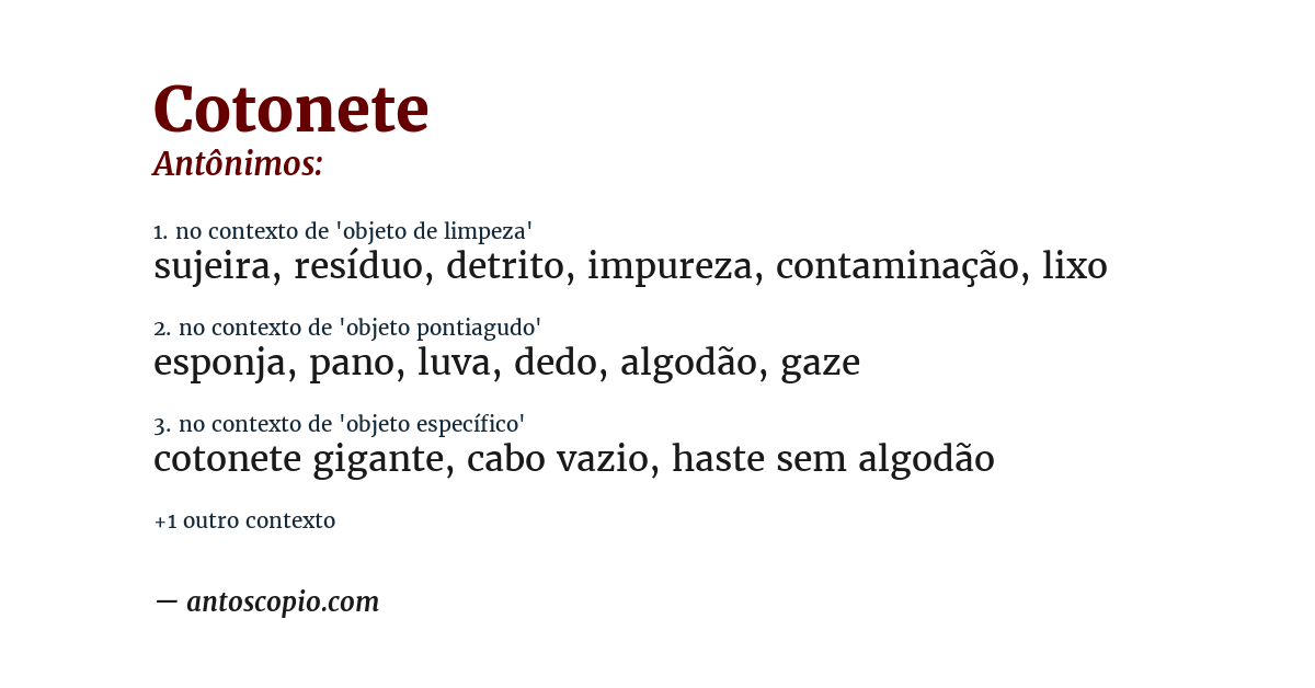 Antônimo de cotonete