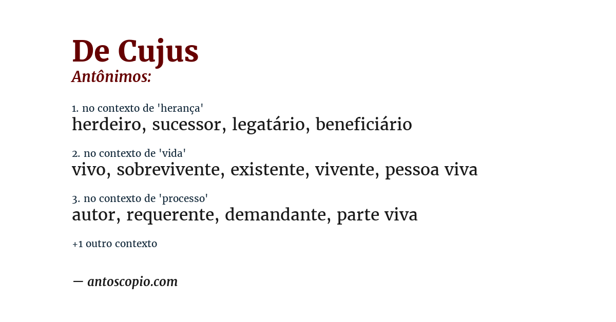 Antônimo de de cujus