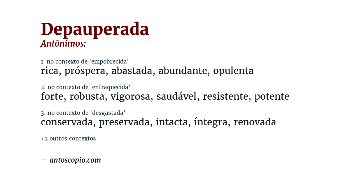 Antônimo de depauperada